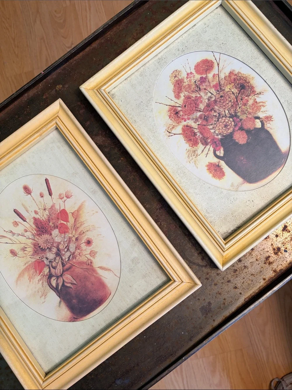 Vintage 1970s Robert Laessig Framed Autumn Floral Prints-Set of 2-VTG Condition